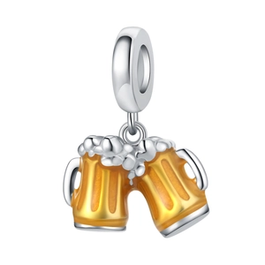 Trendy Cupronickel Beer Mug Charm Pendant With Enamel Rhinestone DIY Jewelry Finding For Bracelet Necklace Making Women Gift