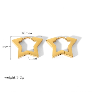 Detailed dimensions of 18k gold star earrings showing 12mm height and 18mm width
