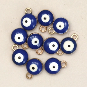 Golden Evil Eye charms with dark blue enamel for DIY jewelry and necklace making