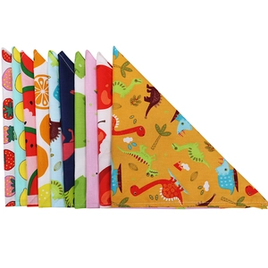 Cotton pet bandanas set with diverse fruit and dinosaur prints for small dogs