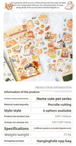 Détails d'autocollants Corgi en PET montrant des motifs de chiens étanches pour le scrapbooking