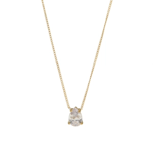 18k gold plated stainless steel necklace featuring a pear-cut white zircon teardrop pendant
