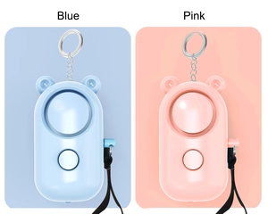 Blue and pink personal security alarms with keychains for women and student safety