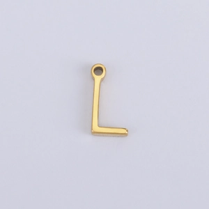 Polierter goldener Edelstahl-Anhänger Buchstabe L mit Ring für DIY-Schmuckherstellung