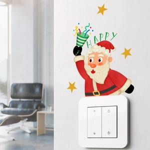Luminous Christmas Santa and Happy letters wall sticker glow decoration on light switch