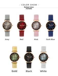 Detailed collection of quartz watches for women with elastic bands and leaf dial patterns
