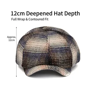 Casquette gavroche classique à carreaux, 12cm de profondeur, bonnet rétro pour hommes et femmes