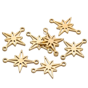 Stainless Steel Hexagram Star Charms Double Loop Connectors For DIY Jewelry Making Necklaces Bracelets Electroplated Hollow Pendants