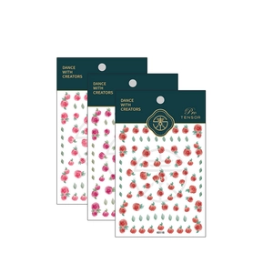Pro TENSOR red rose floral nail art stickers set KX118 with green leaves motifs