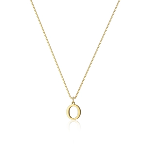 Polished gold initial O letter pendant necklace with elegant box chain for women