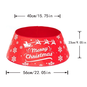 Red Christmas tree collar with Merry Christmas print and detailed size dimensions