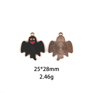 Halloween ghost alloy enamel pendant with gold trim, 25x28mm charm for DIY jewelry
