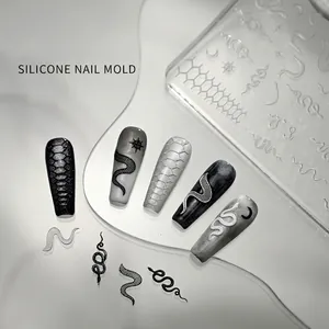 3D Silicone nail art mold with snake and star patterns for DIY crystal resin manicures