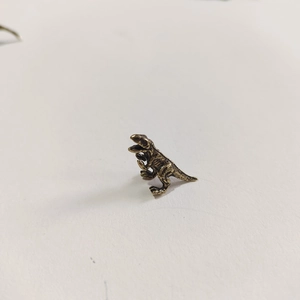Miniature vintage bronze Tyrannosaurus Rex metal figurine for succulent garden landscape