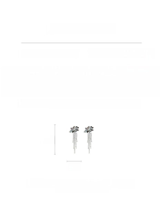 Detailed size and material specs for crystal flower tassel earrings in alloy and rhinestones