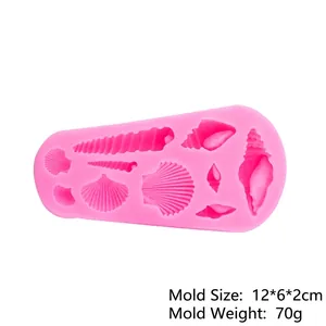 Roze siliconen mal met schelpvormen voor fondant, handgemaakte zeep of klei