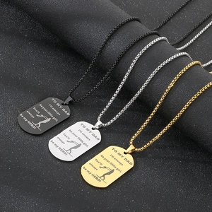 Black silver and gold stainless steel dog tags with engraved message for dad