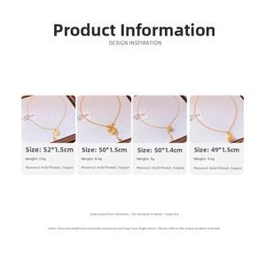 Detail specifications for four gold-plated coin and animal charm adjustable necklaces