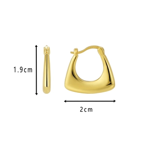 Minimalist gold geometric trapezoid earrings with S925 hallmark, size 1.9cm by 2cm