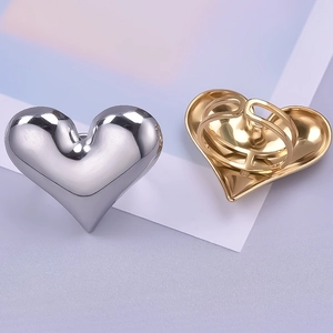 Fashion 304 Stainless Steel Puffed Heart Open Ring Adjustable 18K Gold Silver Plated Irregular Geometric Ring For Women Men
