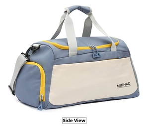 Large capacity travel duffel bag with wet dry separation design for gym and fitness sports.