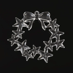 Clear plastic star wreath ornament with a decorative bow and hanging loop detail