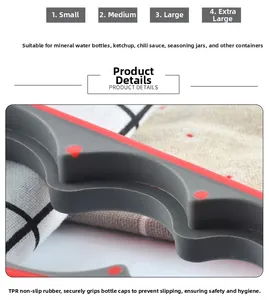 Detail of multi-functional jar opener with non-slip TPR material and 4-size adjustable grip