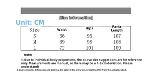 Detailed size chart for hurricane camouflage wide-leg jeans with specific measurements