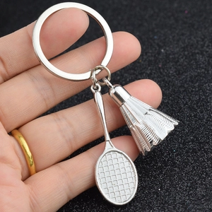 Kreativ Badmintonschläger Schlüsselanhänger Silber Zinklegierung Sport Anhänger Mini Federball Schlüsselring Geschenk