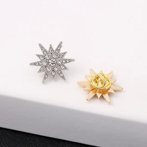 Star-shaped rhinestone brooch with silver hexagram design and secure butterfly clasp