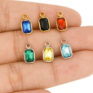 304 stainless steel geometric glass pendant necklaces in gold and silver metal frames