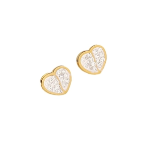 Sparkling gold heart necklace with white enamel and pave cubic zirconia accents