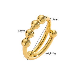 Detailed size specifications of the golden bead ring showing 17mm diameter and 3.8mm bead
