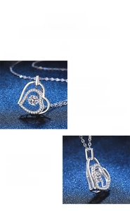 Macro shot of heart-shaped moissanite pendant featuring detailed pave setting and polishing