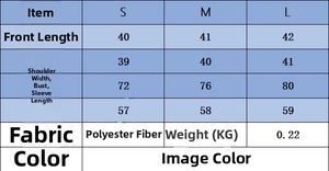 Size guide table for women's slim-fit knit top showing measurements in S, M, L