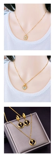 Detailed set of golden butterfly and rose shell necklaces with matching heart pendant charm