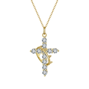 925 Sterling Silver Cross Pendant Necklace for Women Zirconia Inlaid Electroplated Clavicle Chain Religious Fashion Jewelry