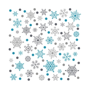 Blue and grey snowflake window decals with dots for Christmas glass decoration