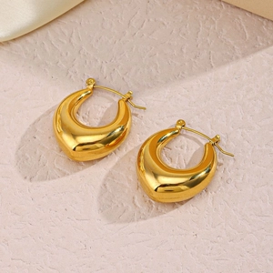Orecchini A Cerchio Spessi A Forma Di U Da Donna Placcati Oro 18K Acciaio Inossidabile Cavo Retro Geometrico Gioielli Minimalisti