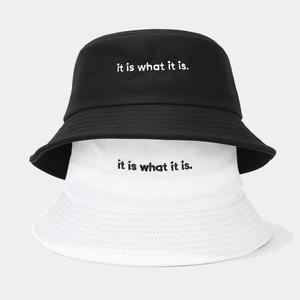 Chapeaux bobs en toile noir et blanc avec broderie pour protection solaire
