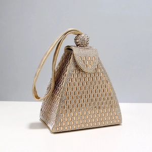 Luxury Rhinestone Evening Bag Geometric Triangle Pyramid Clutch Handbag For Women Wedding Party Banquet