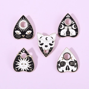 Occult Gothic Enamel Pin Alloy Skull Cat Sun Moon Planchette Badge Mystery Dark Style Accessories For Clothes Bag Decor