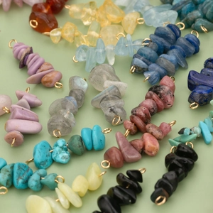Natural crystal stone pendants with gold metal loops for DIY jewelry making accessories