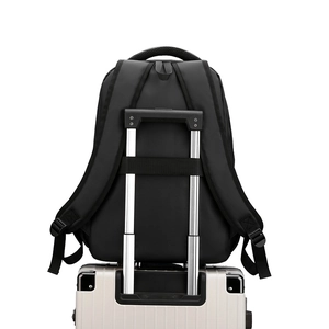 Large capacity black oxford backpack for men with luggage strap for travel convenience