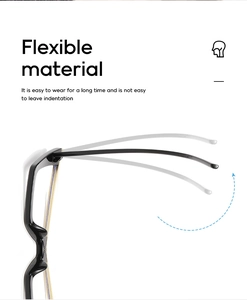 Detail view of flexible cat-eye glasses frame demonstrating high elasticity and comfort