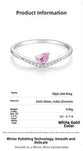 Detailed macro view of S925 silver ring featuring a sparkling pear-cut pink zircon stone