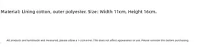 Detail specifications showing 11x16cm size and cotton-polyester material blend