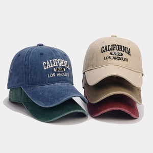 Vintage Washed Cotton Baseball Cap California Letter Embroidery Distressed Adjustable Retro Sun Shade Sport Hat Unisex