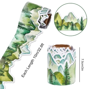 Green mountain forest bulletin board border stickers 10m roll for classroom decoration