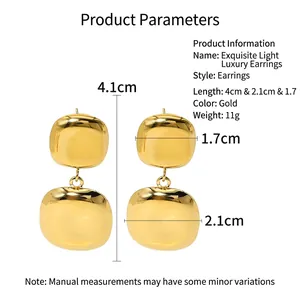 Irregular geometric gold stainless steel earrings with hammer texture, 4.1cm high